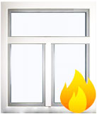 Двустворчатое противопожарное окно с фрамугой